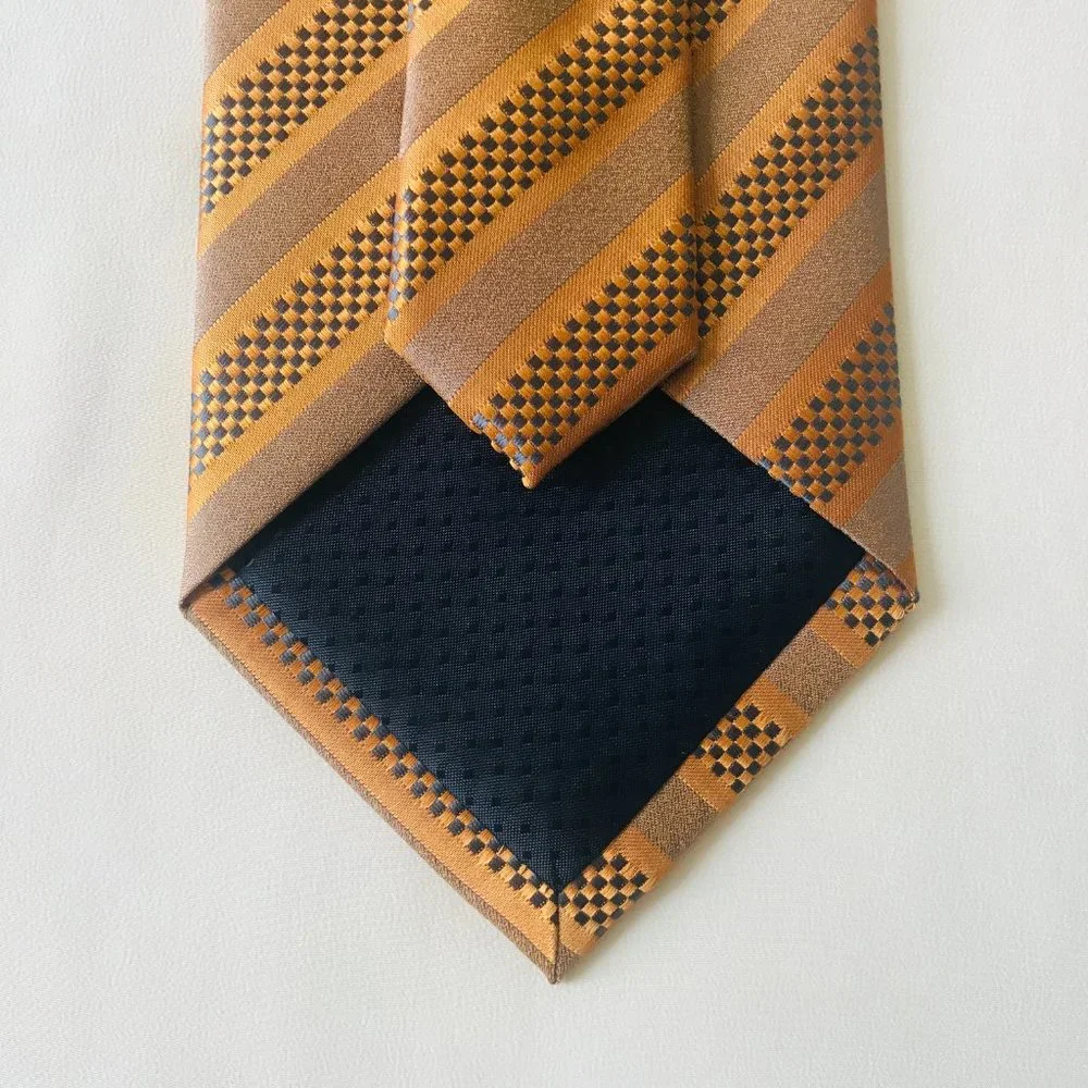 Laurant Bennet Milano Neck Tie Gold Black Pattern Like New